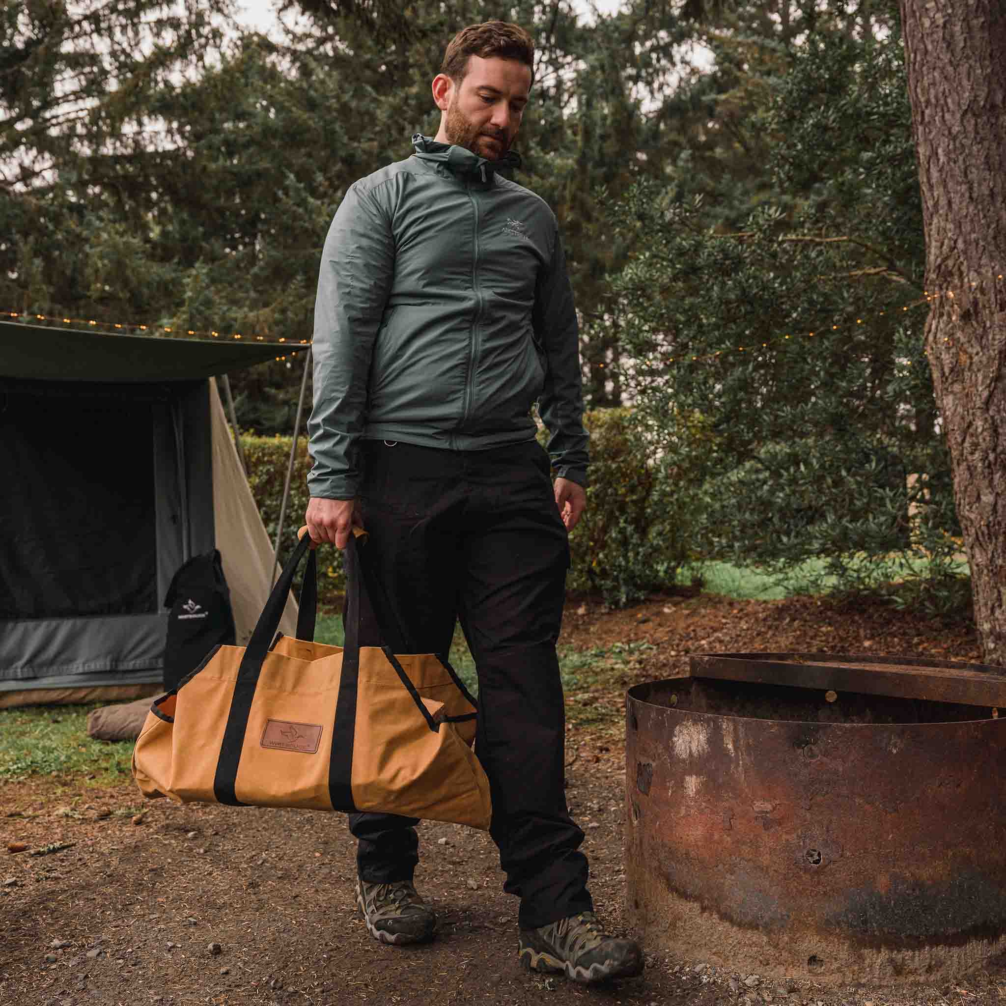 The Mayflower: Heavy-Duty Waxed Canvas Log Carrier