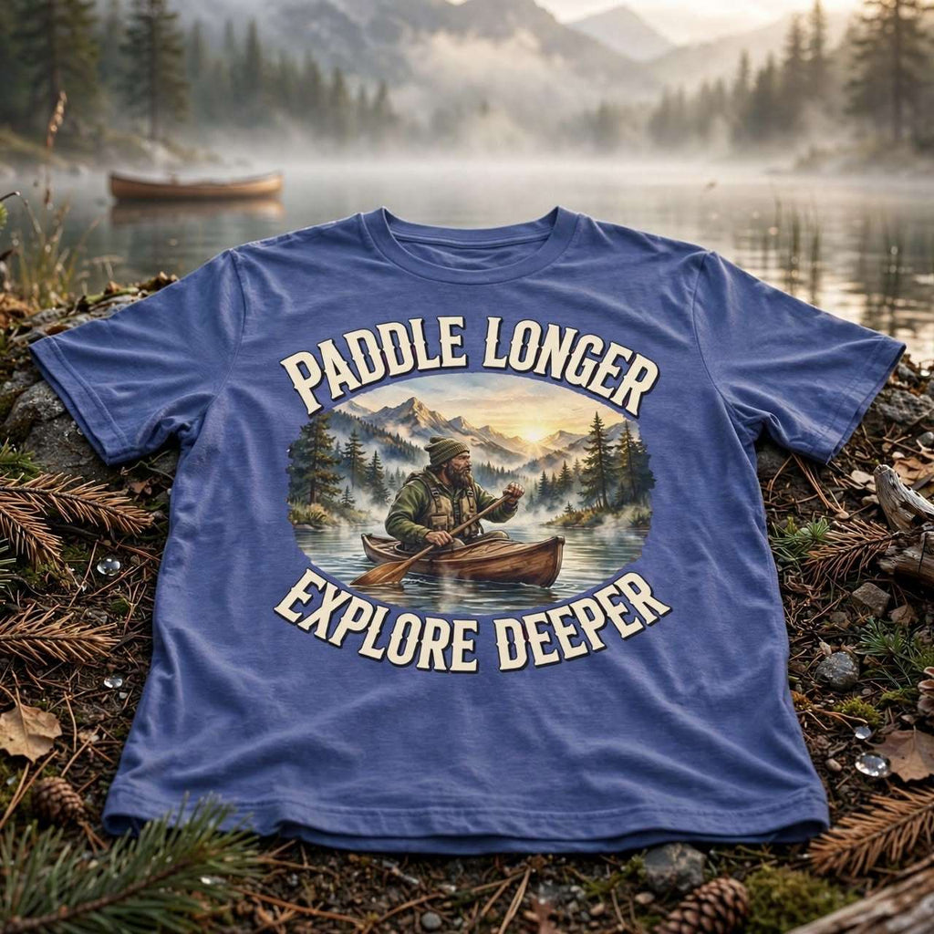 Clear Water's Paddle Longer Explore Deeper — Kayak Adventure Tee