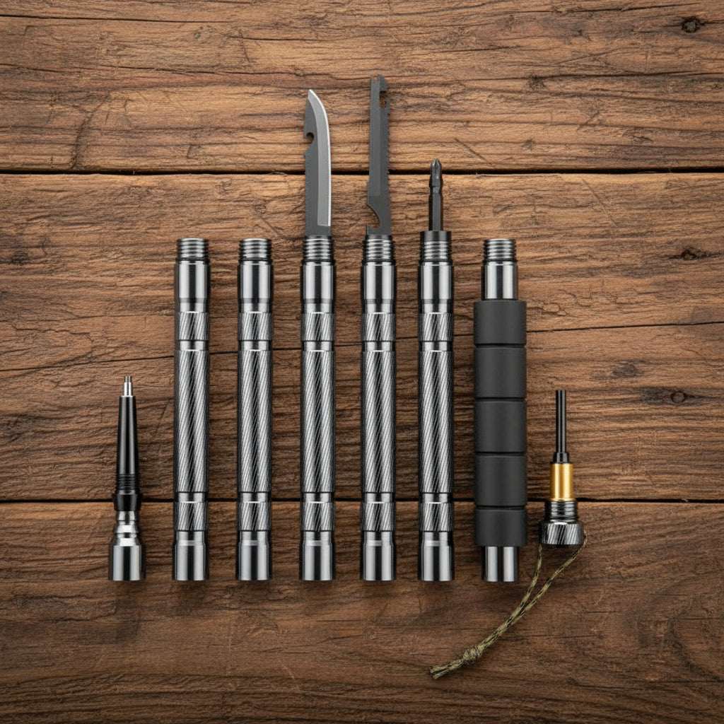 Mountaineering cane folding multifunctional outdoor hiking self-defense stick mountain camping supplies set crutch screwdriver