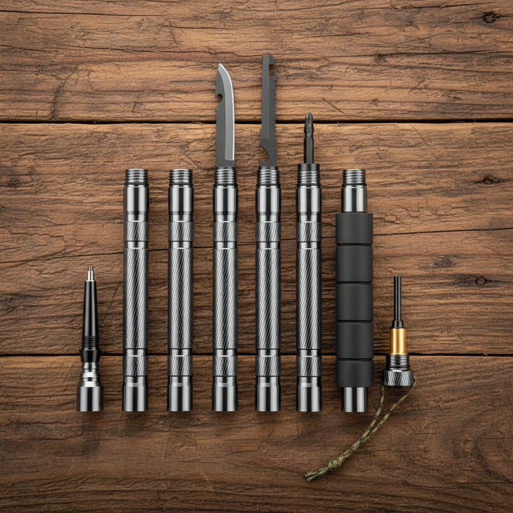 Mountaineering cane folding multifunctional outdoor hiking self-defense stick mountain camping supplies set crutch screwdriver