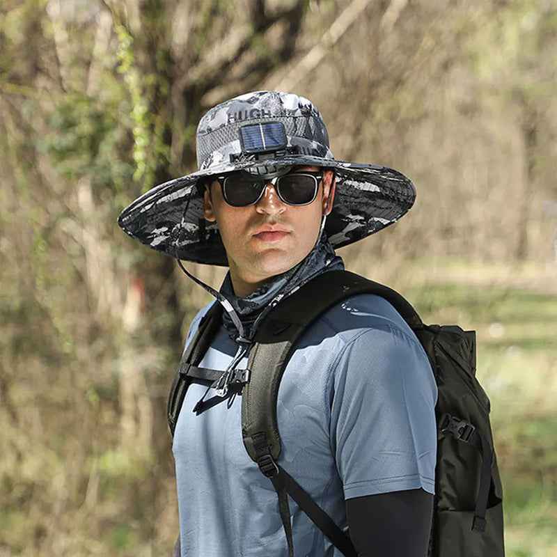 The Sol-Breeze: Dual-Fan Tactical Safari Hat