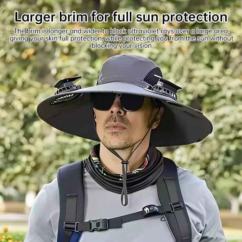 The Sol-Breeze: Dual-Fan Tactical Safari Hat