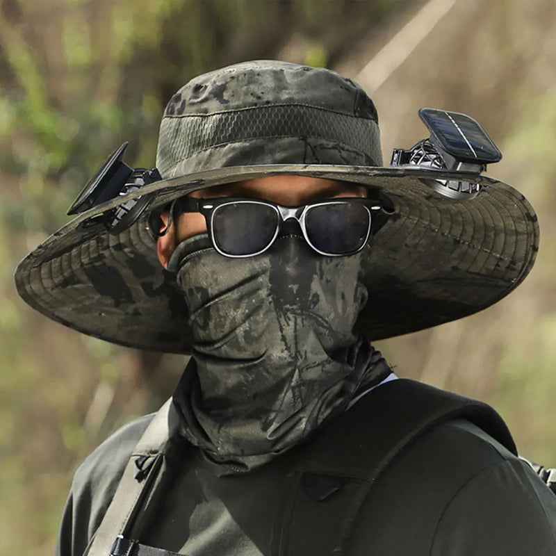 The Sol-Breeze: Dual-Fan Tactical Safari Hat