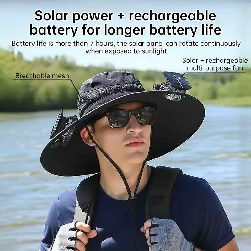 The Sol-Breeze: Dual-Fan Tactical Safari Hat