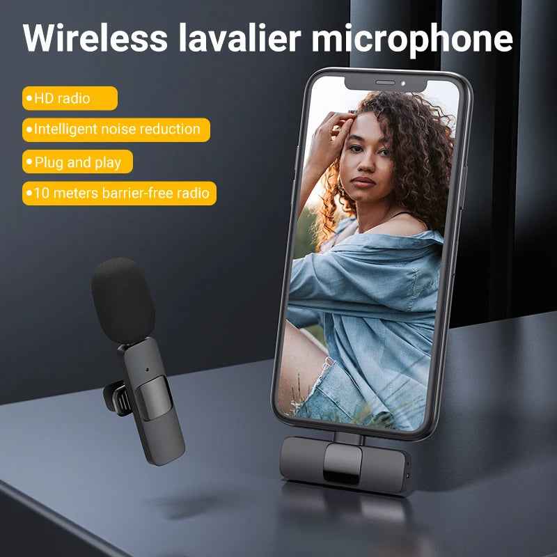 MAMEN Wireless Vlogging Kit with Tripod, Lavalier Microphone for iPhone & Android