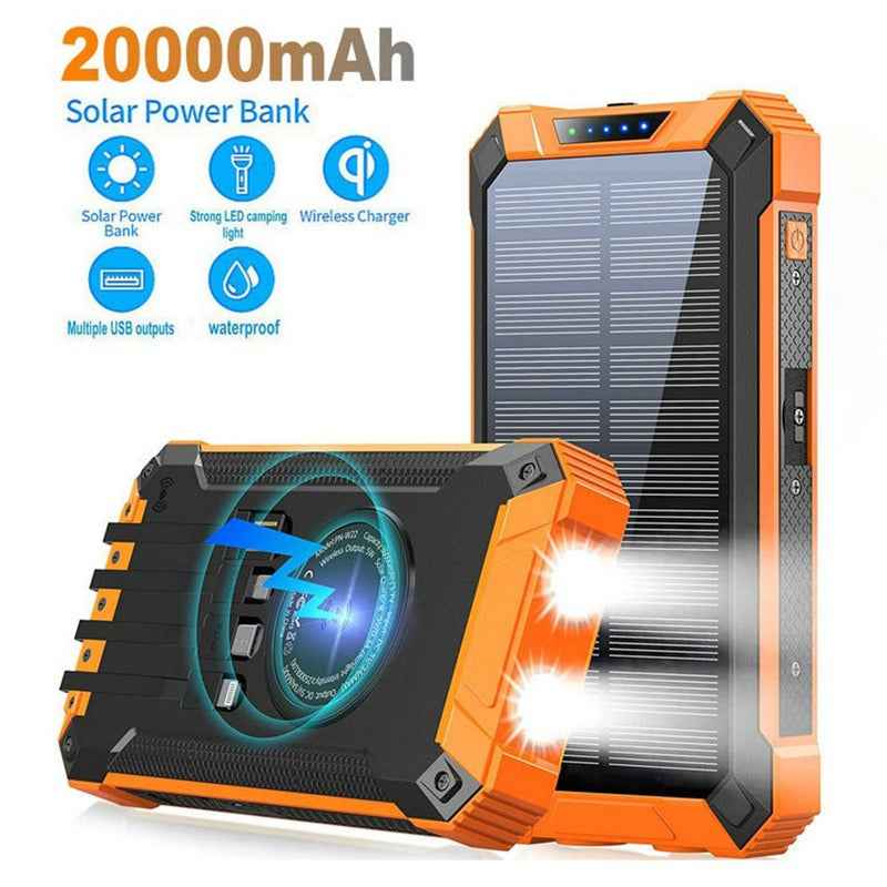 Wireless Solar Power Bank 20000 mAh for Ultimate Portability and Convenience