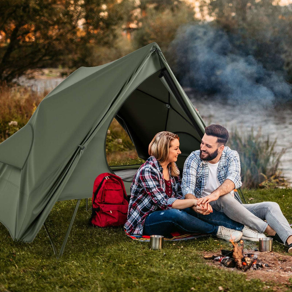 Foldable 2-Person Pop-up Camping Cot Tent with Portable Wheeled Bag