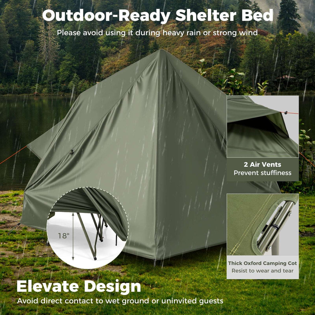 Foldable 2-Person Pop-up Camping Cot Tent with Portable Wheeled Bag