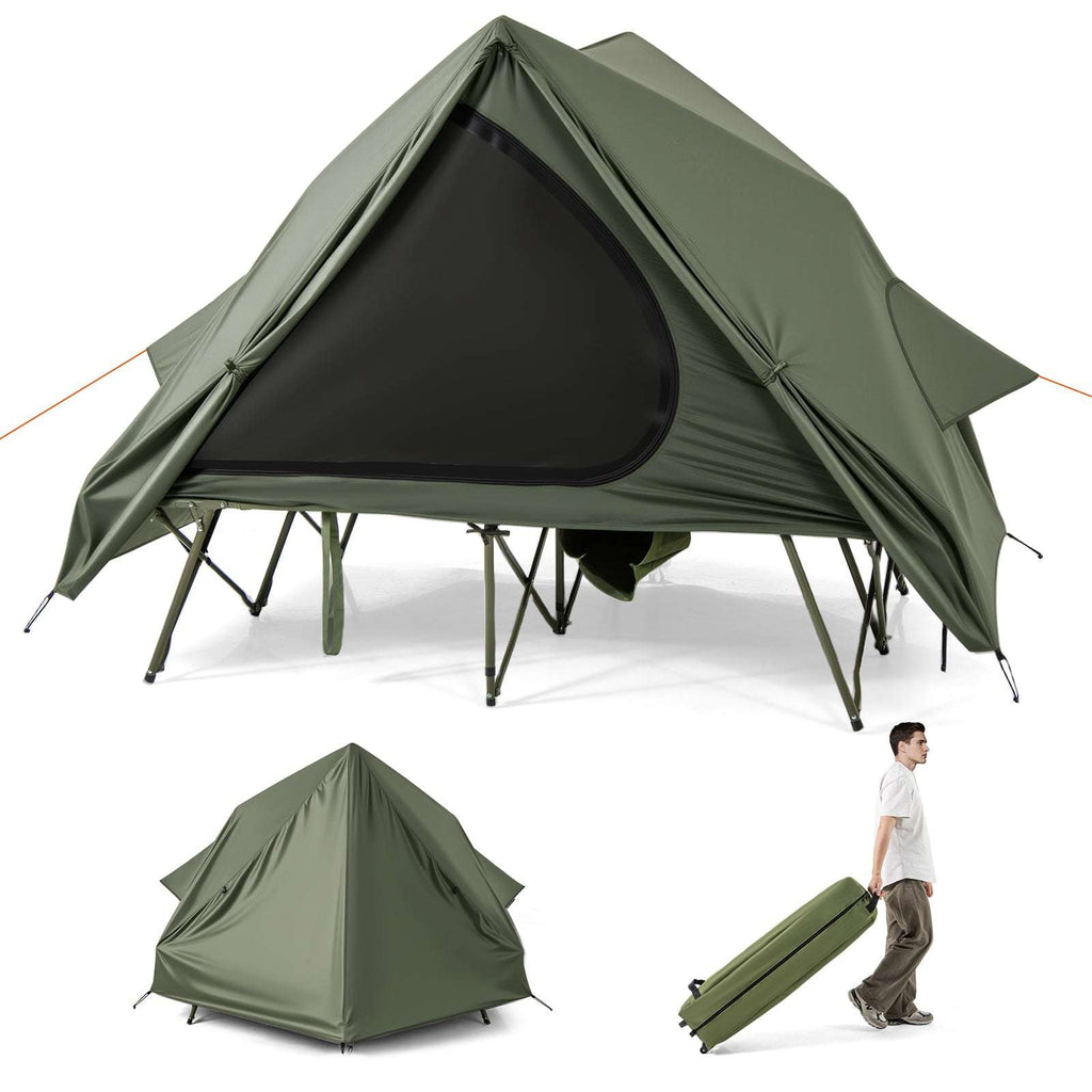 Tente de camping pop-up pliable pour 2 personnes avec sac de transport à roulettes