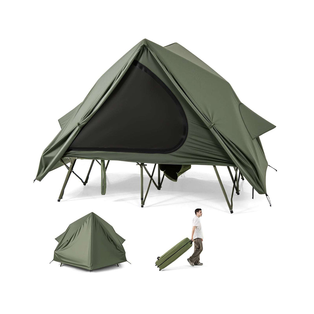 Tente de camping pop-up pliable pour 2 personnes avec sac de transport à roulettes