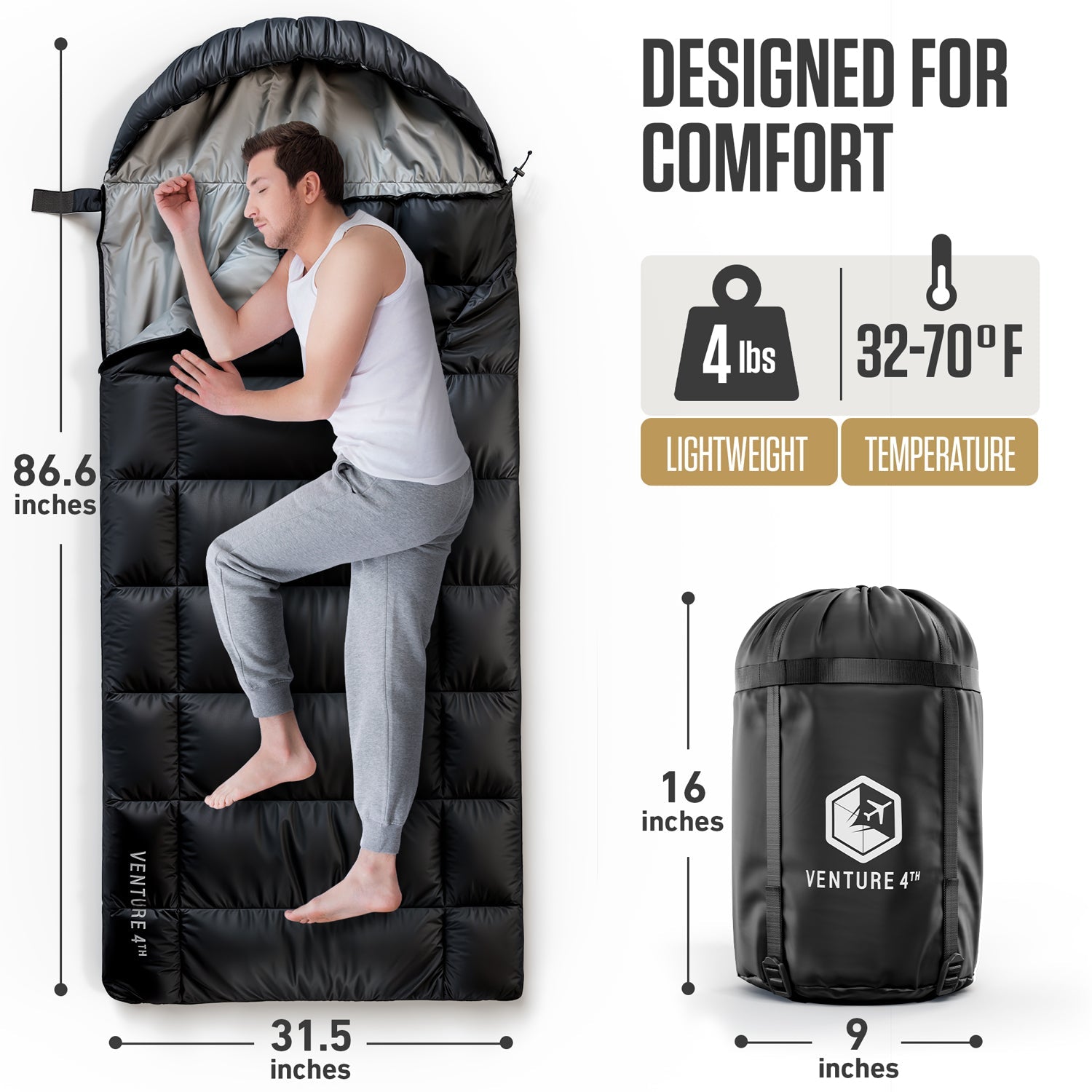 Clear Water Trading Co. — XXL Sleeping Bag for Big & Tall Campers