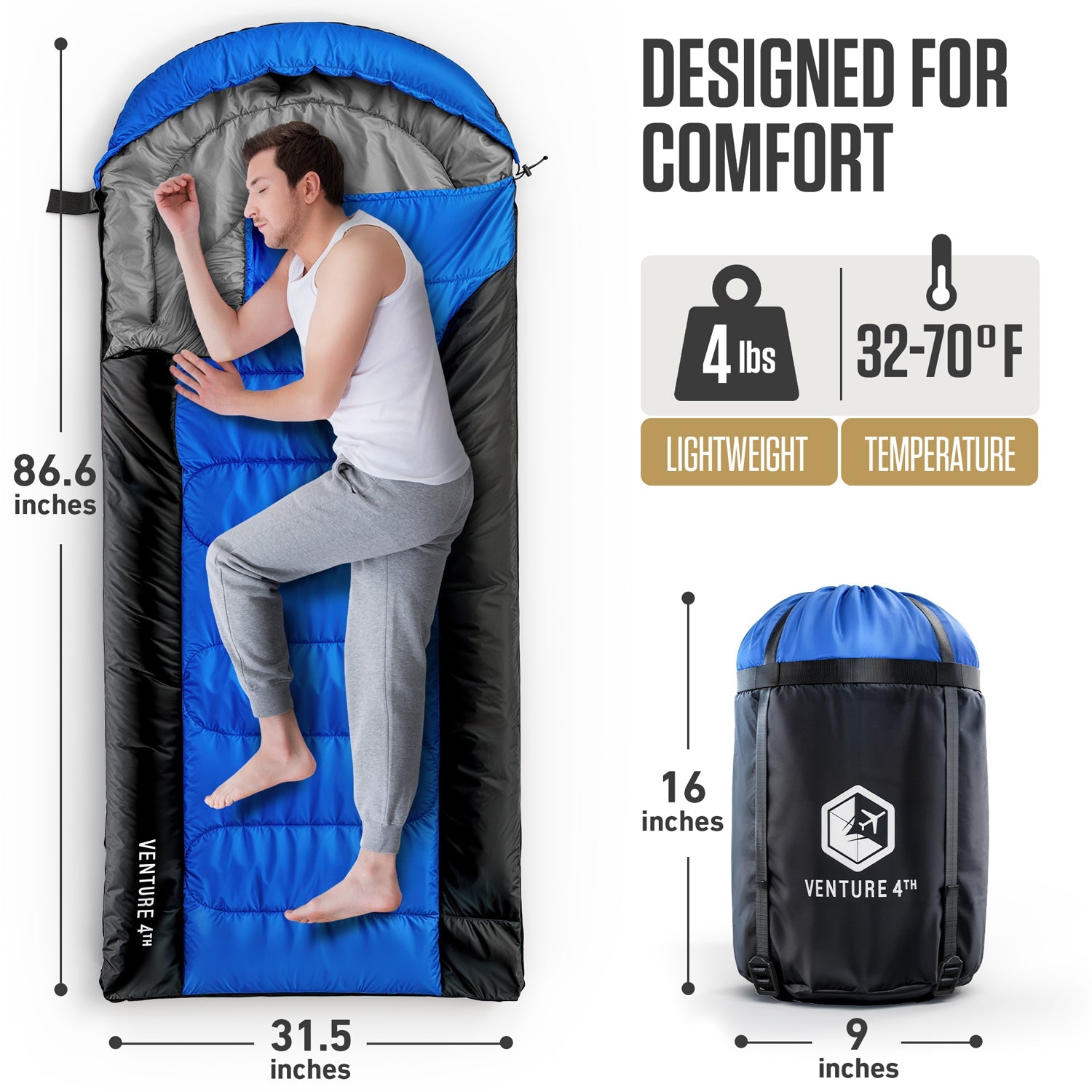 Clear Water Trading Co. — XXL Sleeping Bag for Big & Tall Campers