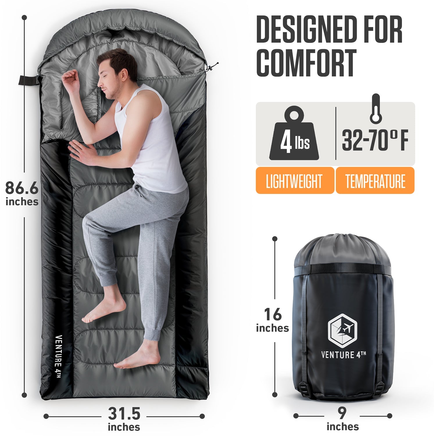 Clear Water Trading Co. — XXL Sleeping Bag for Big & Tall Campers