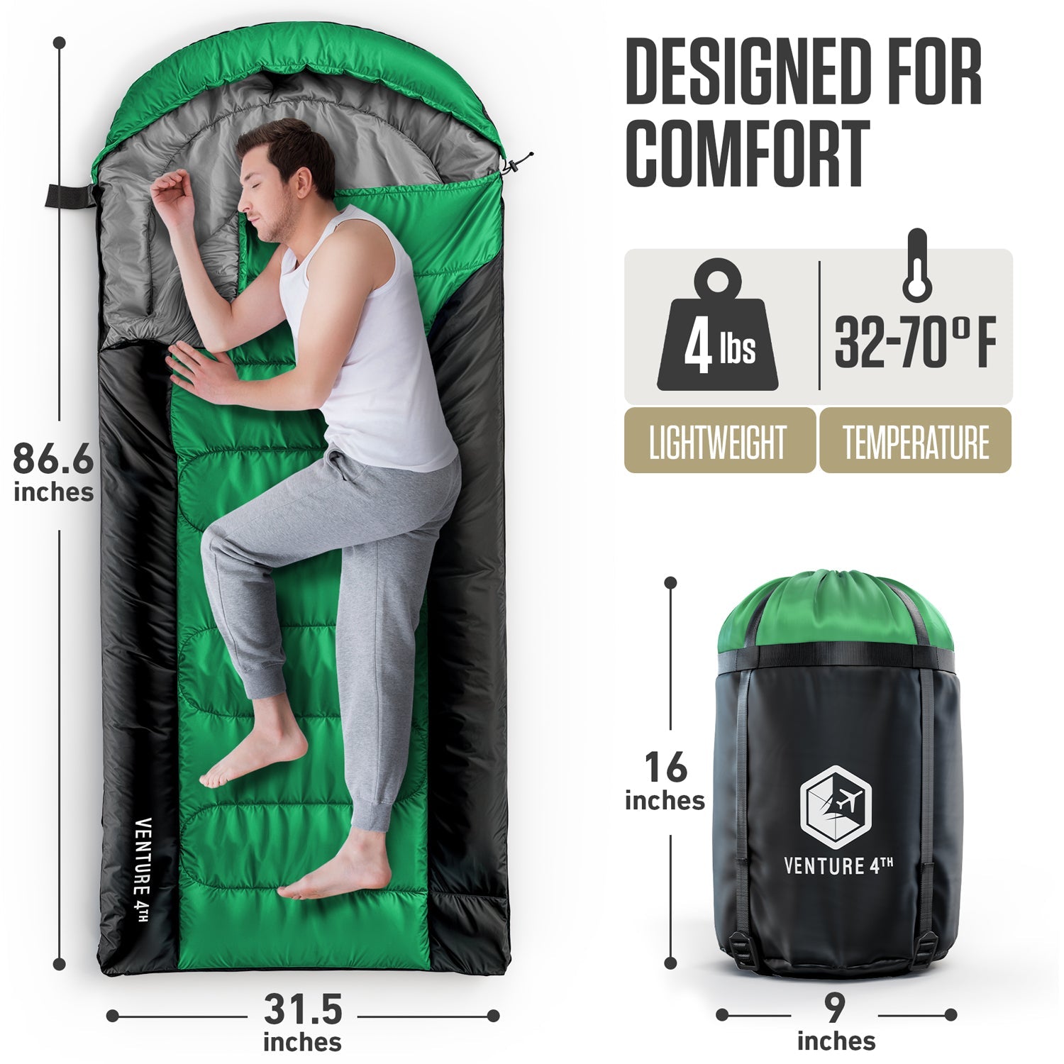 Clear Water Trading Co. — XXL Sleeping Bag for Big & Tall Campers