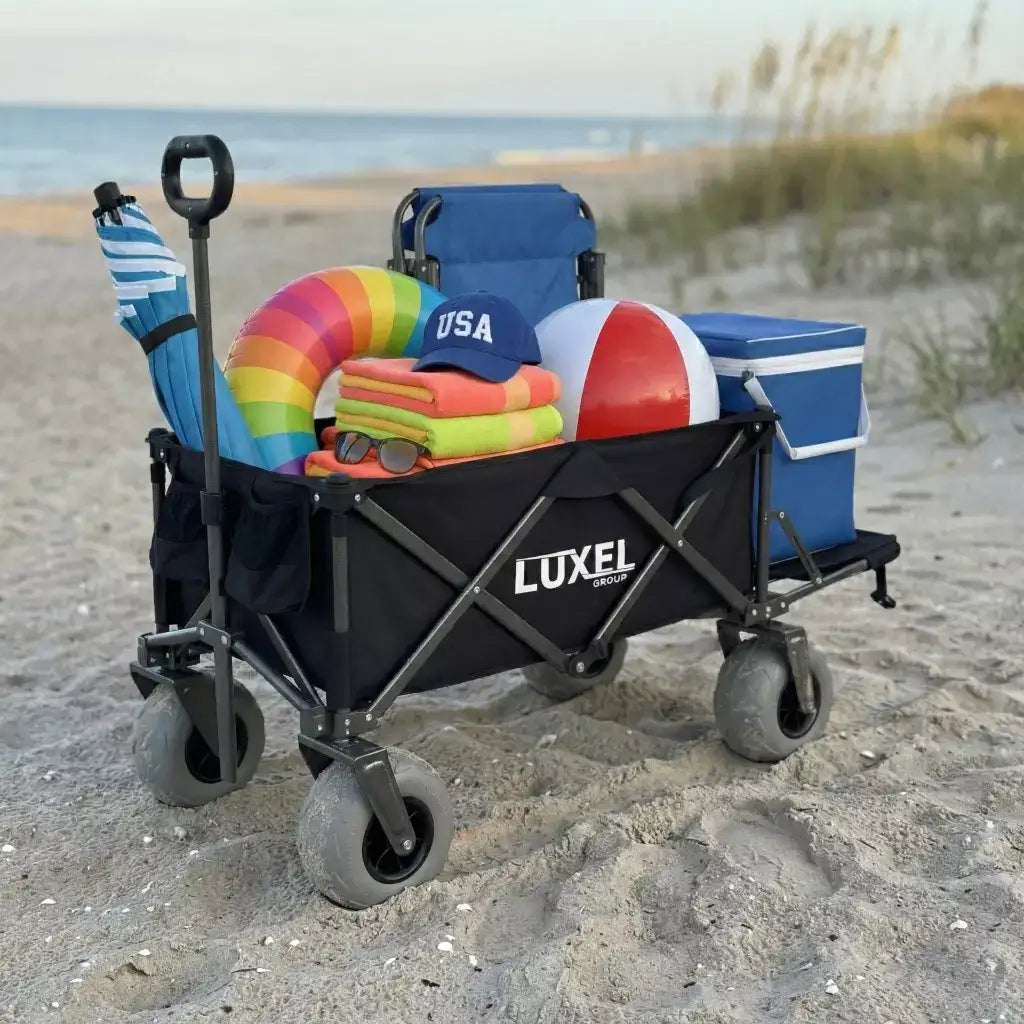 Adventure Wagon Cart with Big Wheels – Foldable Utility Wagon Black