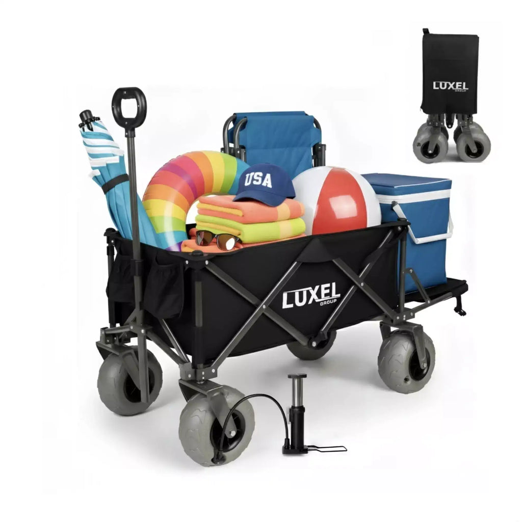 Adventure Wagon Cart with Big Wheels – Foldable Utility Wagon Black