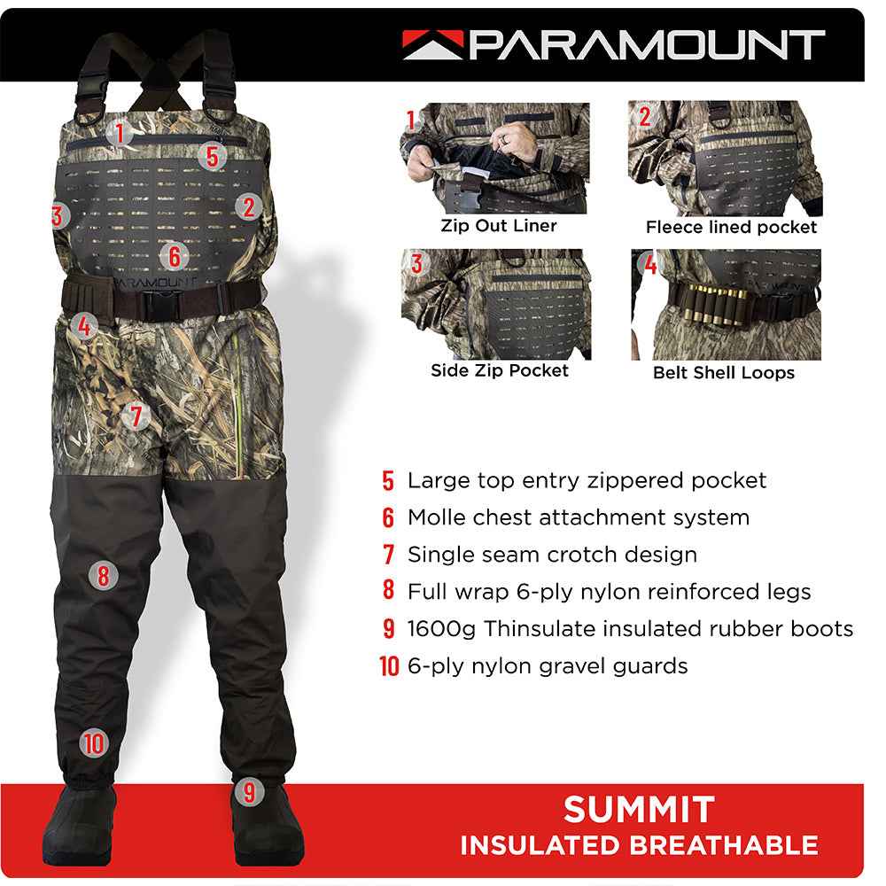SUMMIT Insulated Breathable Camo Hunting/Fishing Wader 1600g