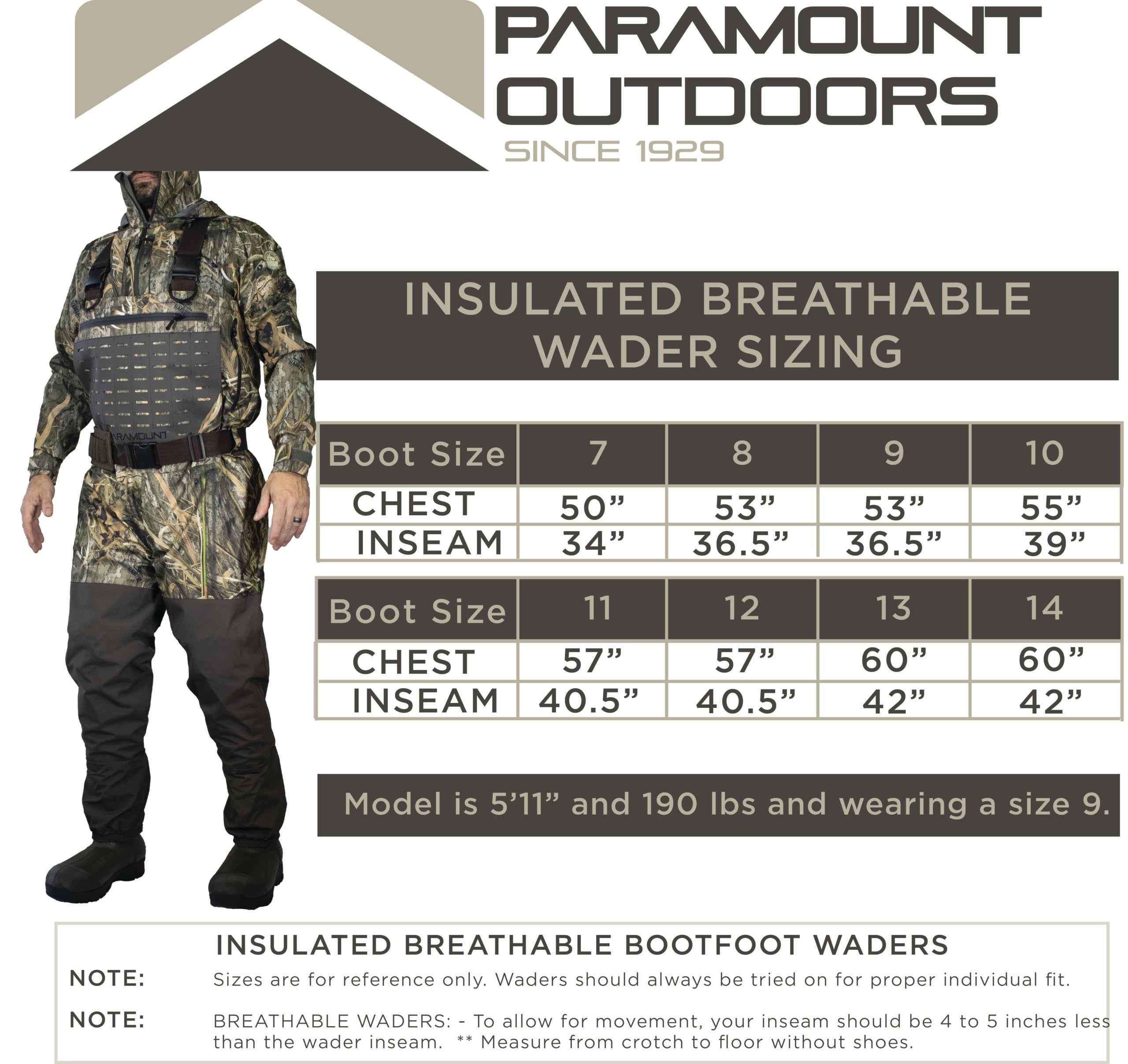 SUMMIT Insulated Breathable Camo Hunting/Fishing Wader 1600g