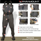 PINNACLE Zippered Breathable Camo Hunting/Fishing Wader 1200g
