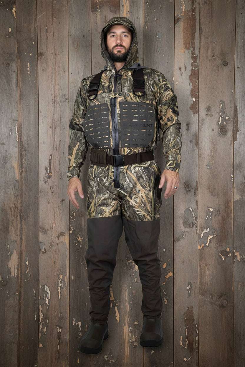 PINNACLE Zippered Breathable Camo Hunting/Fishing Wader 1200g