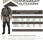PINNACLE Zippered Breathable Camo Hunting/Fishing Wader 1200g