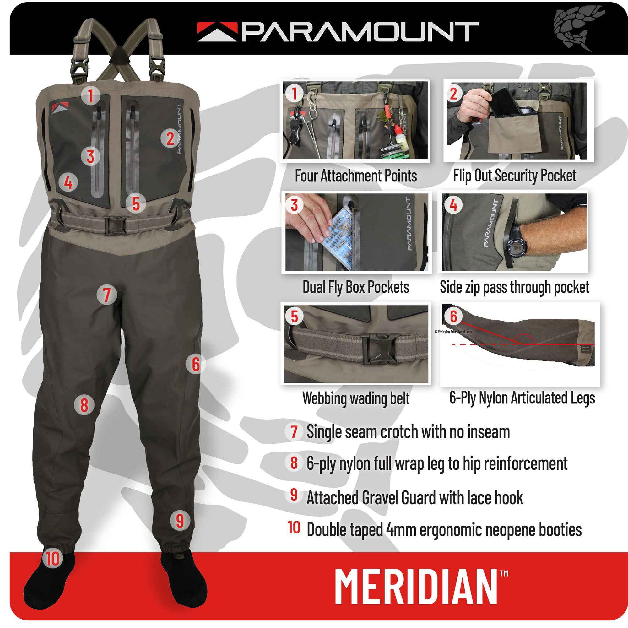 MERIDIAN Hunting/Fishing Breathable Chest Wader