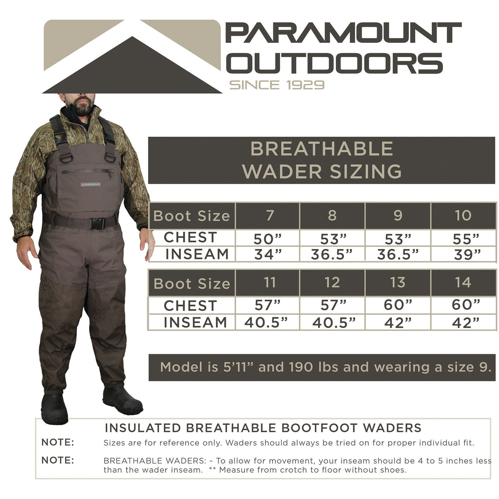 Paramount Outdoors GWT Breathable Chest Waders with 800g Thinsulate Boots