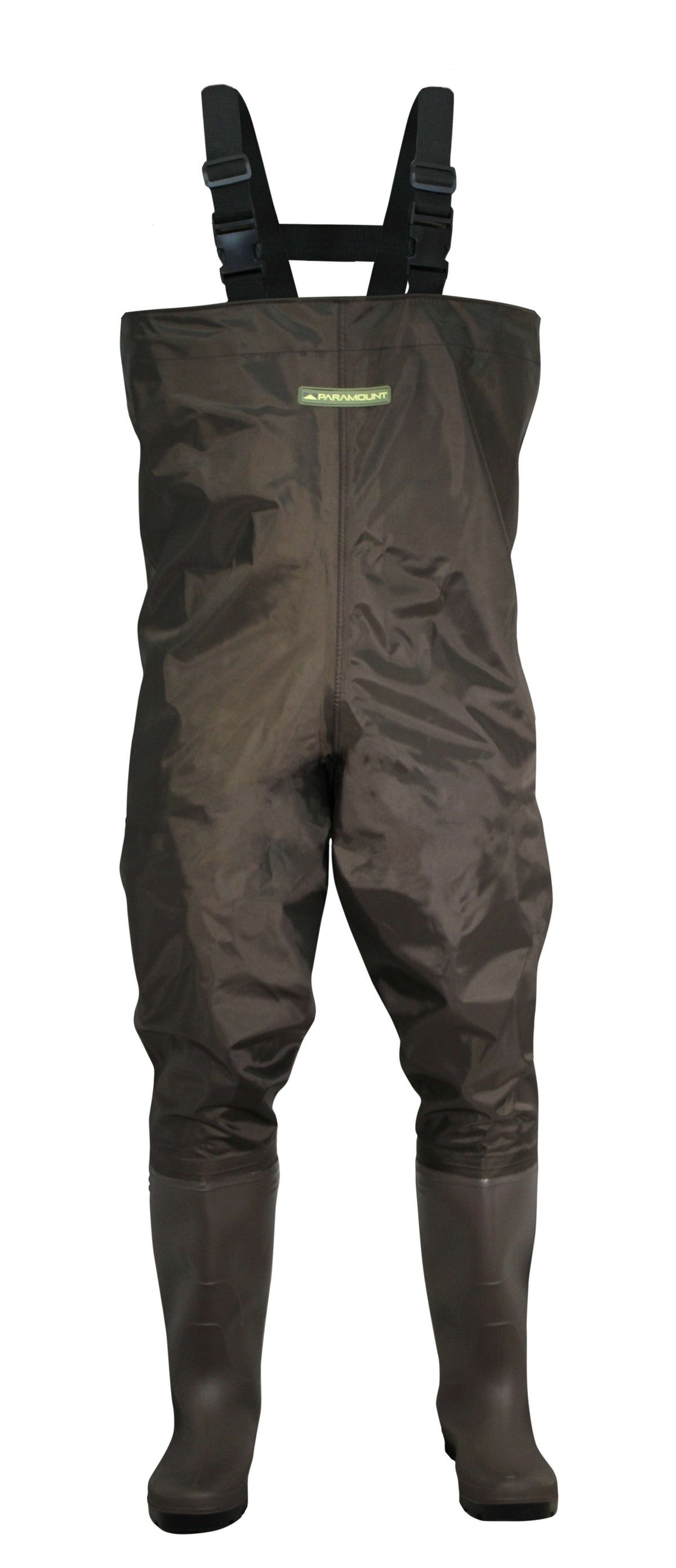Pair of waders with camouflage pattern on a white background