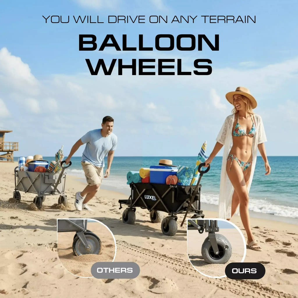 Adventure Wagon Cart with Big Wheels – Foldable Utility Wagon Black