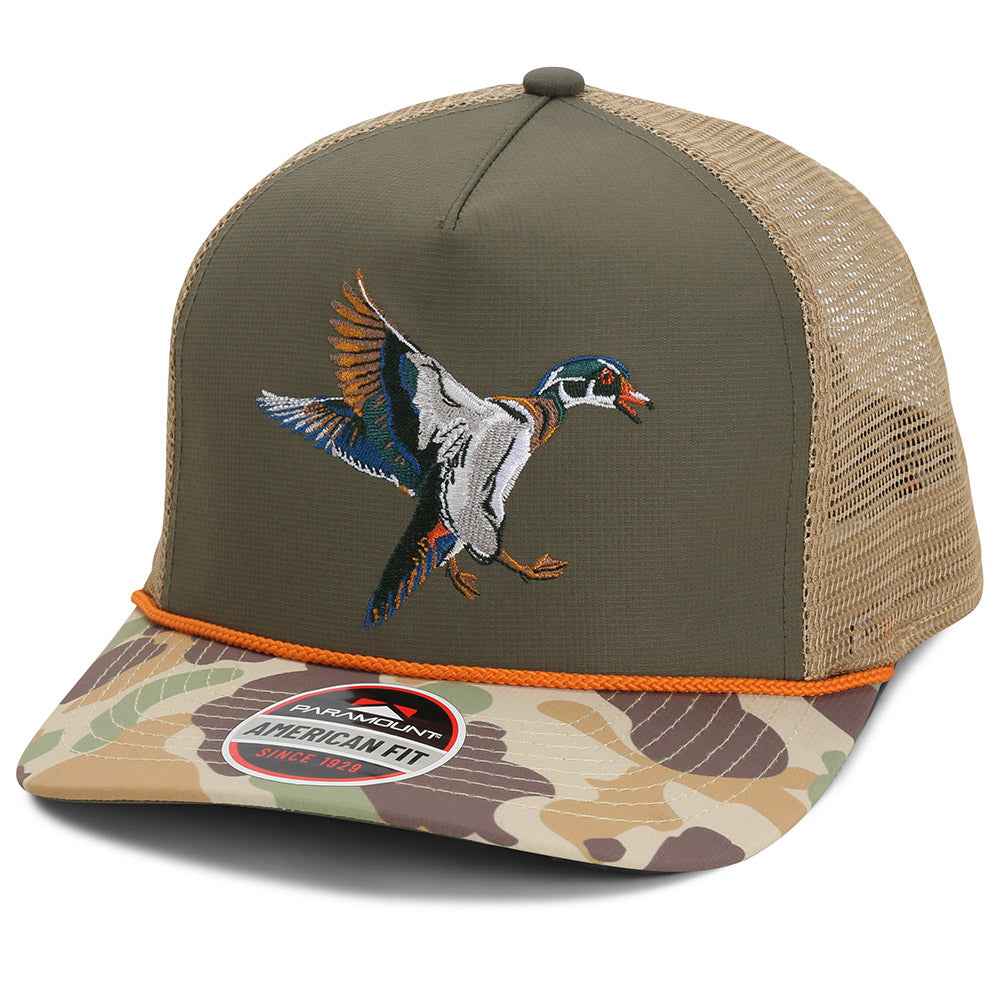 Wood Duck Hat 5-Panel Ridgeline Mesh Back Cap