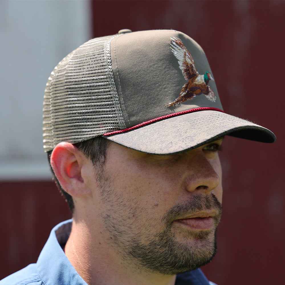 Pheasant Upland 5-Panel Trucker Rope Cap - Stylish Pheasant Trucker Cap for Outdoor Adventures