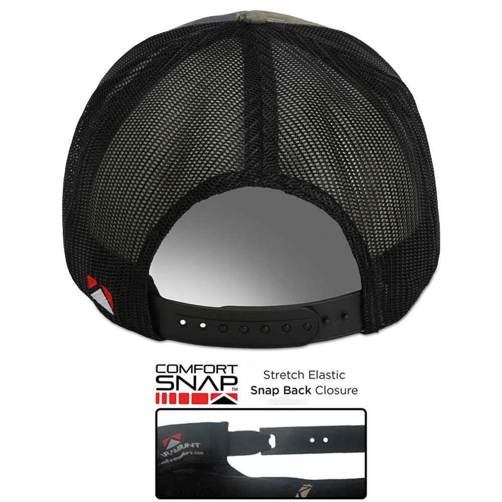 Sunset Trout Fishing Hat with Mesh Back and Fish Mountain Silhouette