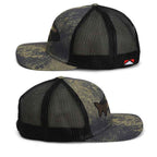 Sunset Trout Fishing Hat with Mesh Back and Fish Mountain Silhouette
