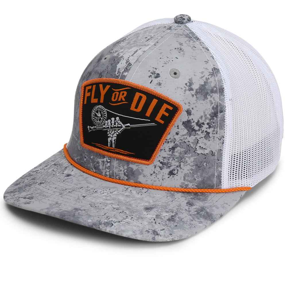 Fly Fishing Mesh Hat - Fly or Die Hat with Mesh Back and Rope Design