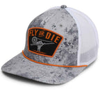 Fly Fishing Mesh Hat - Fly or Die Hat with Mesh Back and Rope Design
