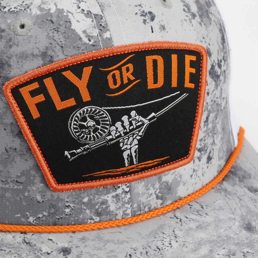 Fly Fishing Mesh Hat - Fly or Die Hat with Mesh Back and Rope Design