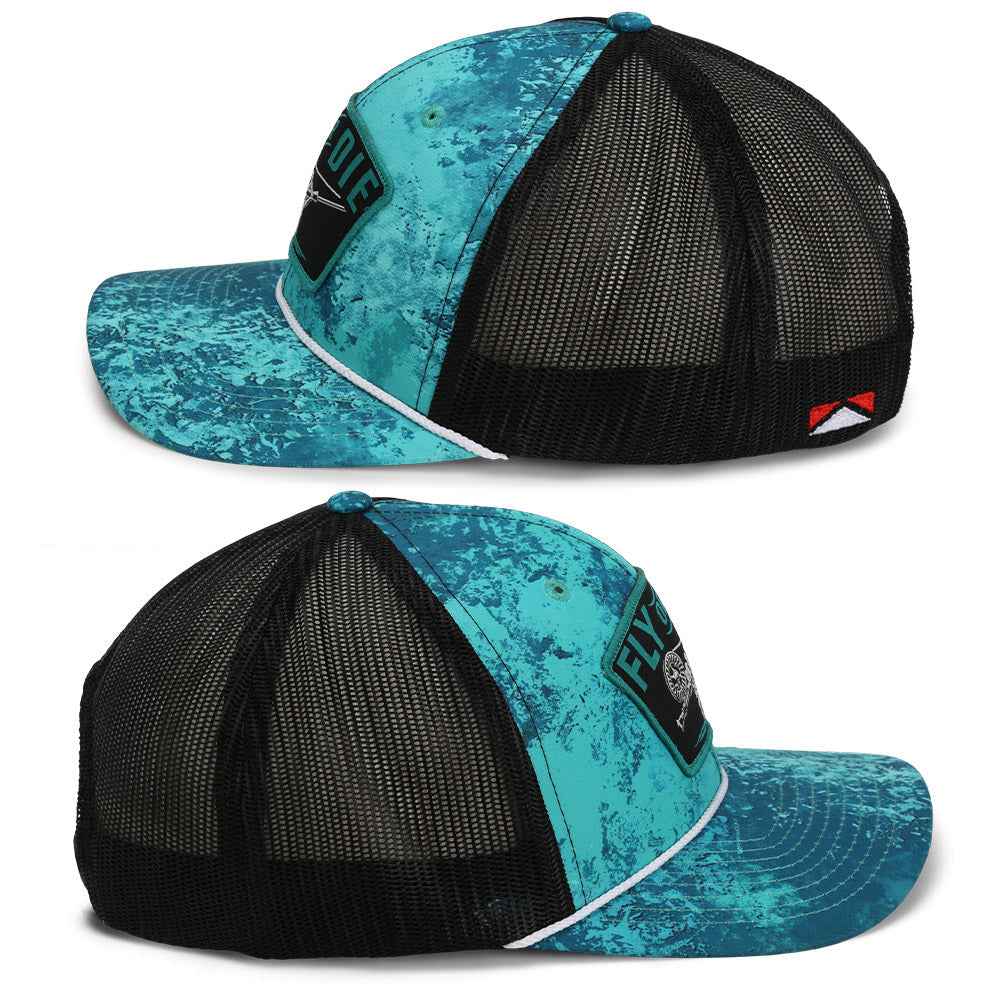 Fly Fishing Mesh Hat - Fly or Die Hat with Mesh Back and Rope Design