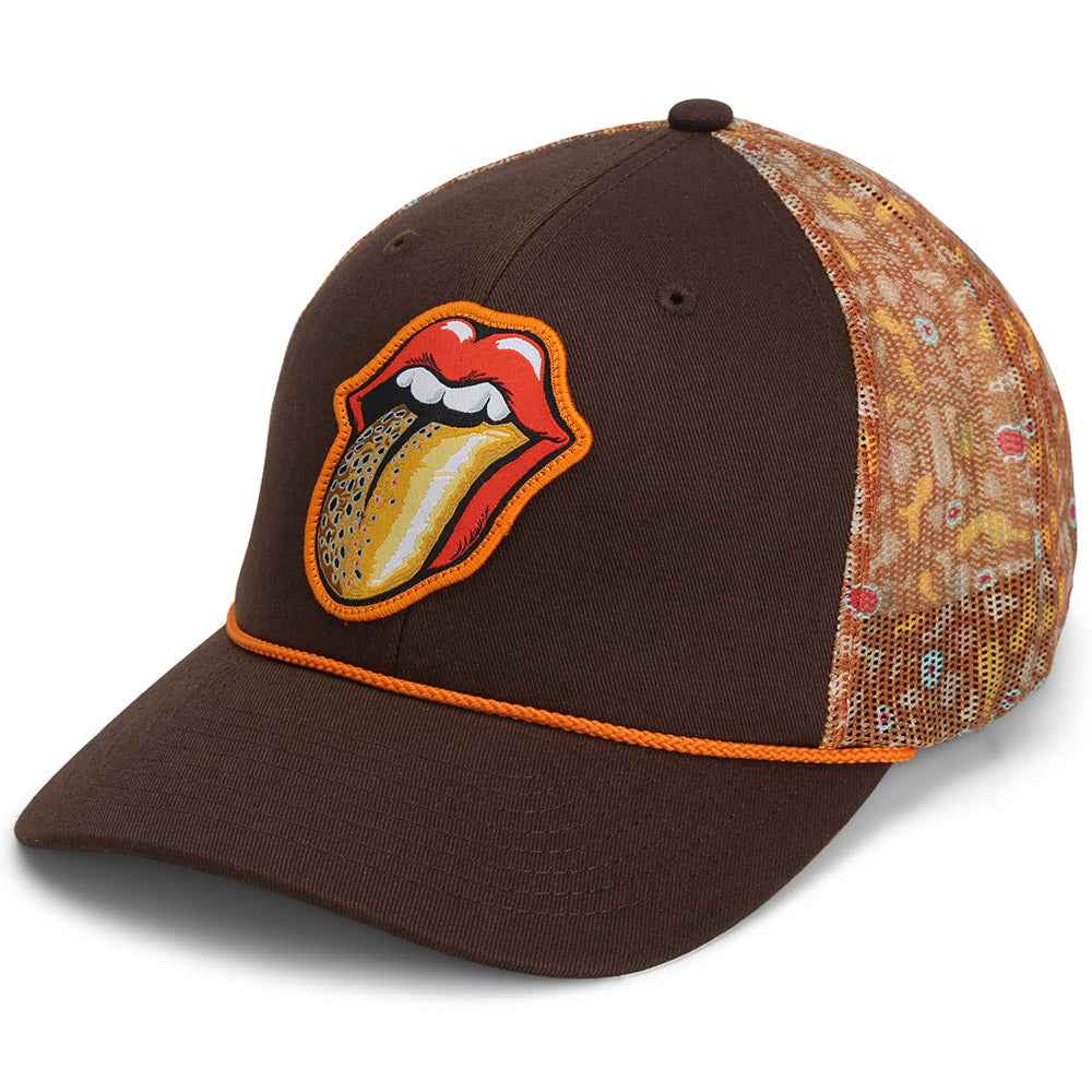 Trout Fishing Hat with Tongue Fly Patch and Mesh Back Rope Cap