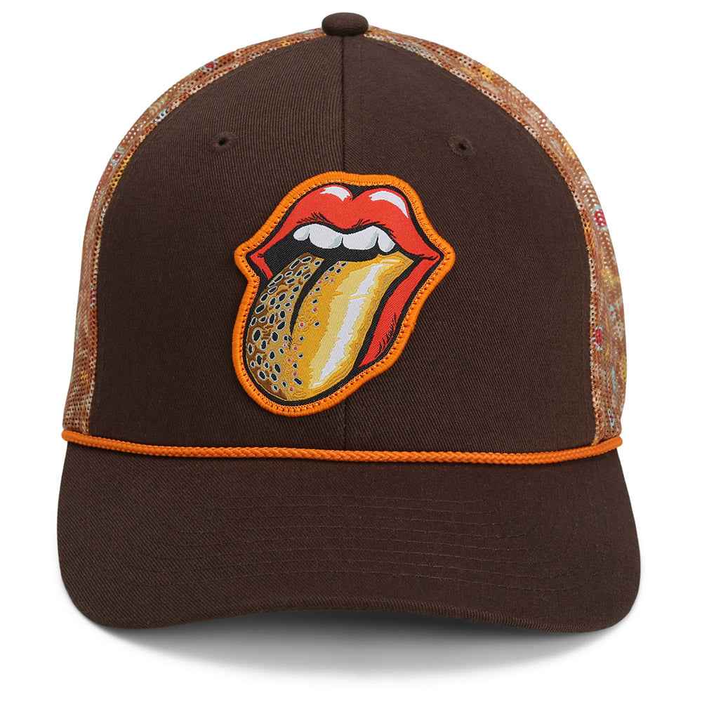 Trout Fishing Hat with Tongue Fly Patch and Mesh Back Rope Cap