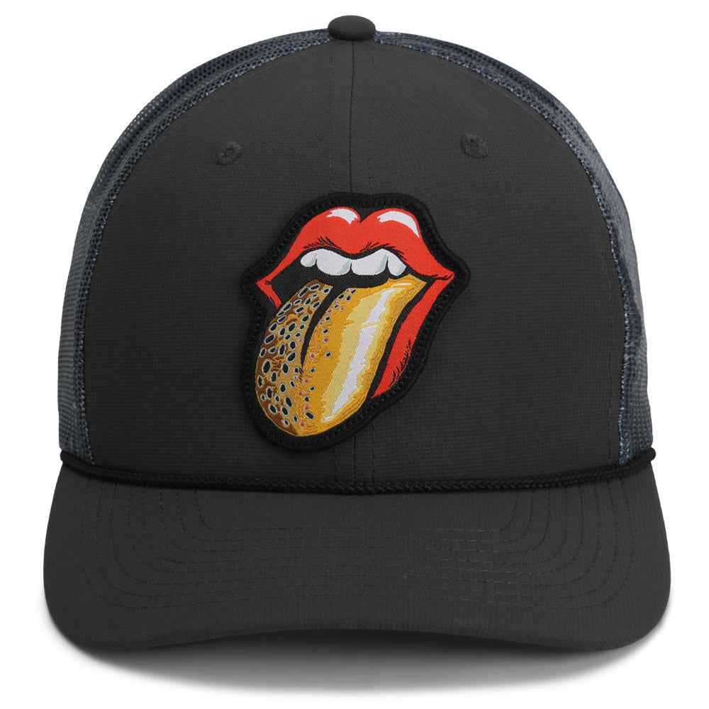 Trout Fishing Hat with Tongue Fly Patch and Mesh Back Rope Cap