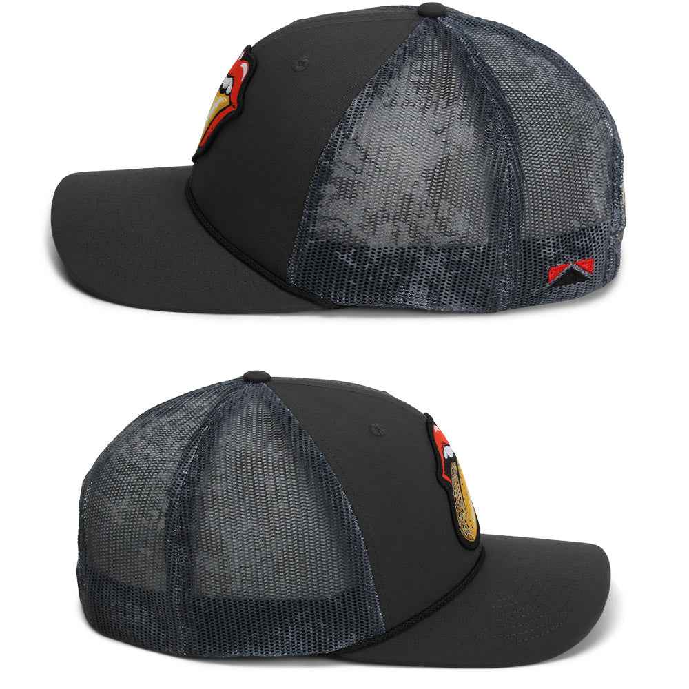 Trout Fishing Hat with Tongue Fly Patch and Mesh Back Rope Cap