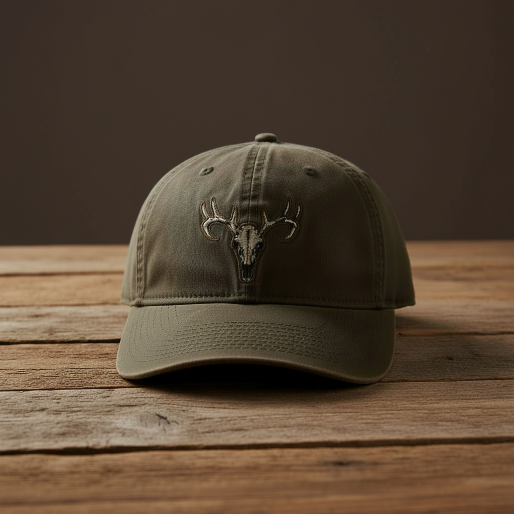 Deer Skull Hunting Hat Wax Cloth Snap-Back Dad Cap
