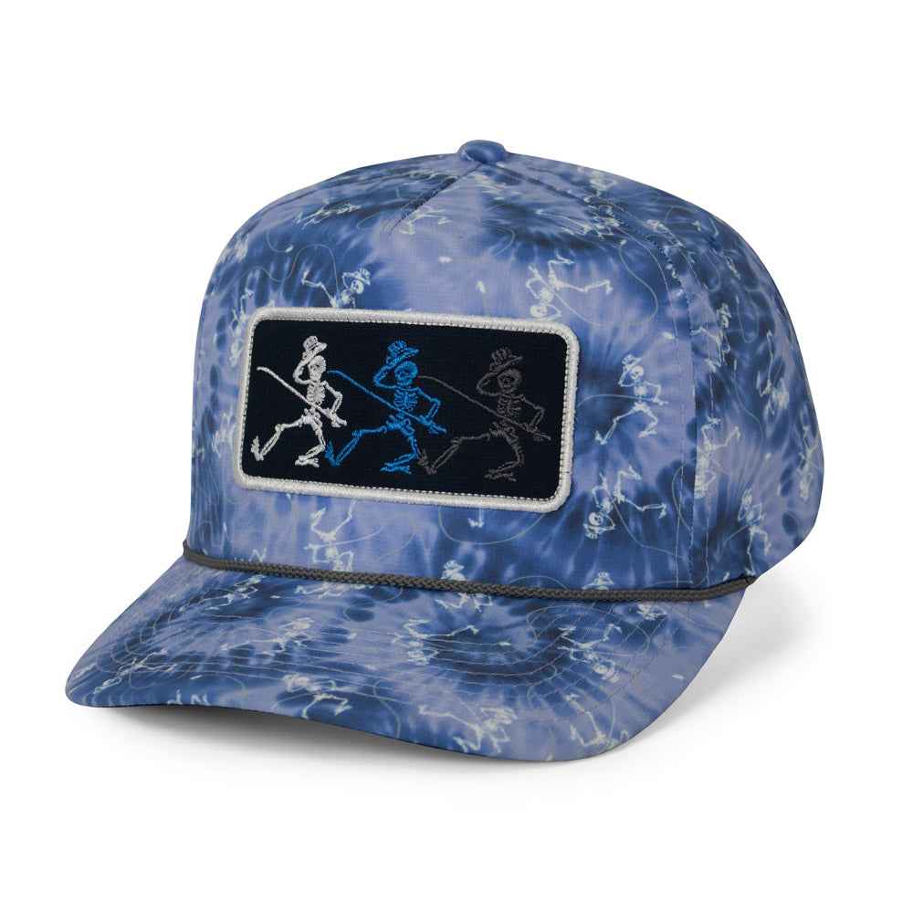 Dancing Skeletons Fly Fishing Cap - Trucker Tie Dye Rope Style