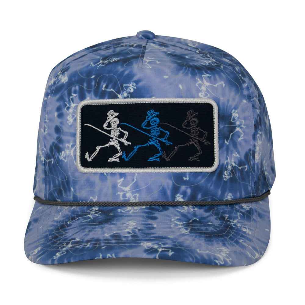 Dancing Skeletons Fly Fishing Cap - Trucker Tie Dye Rope Style