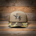Mallard Drake Camo Trucker 5-Panel Cap - Old School Style