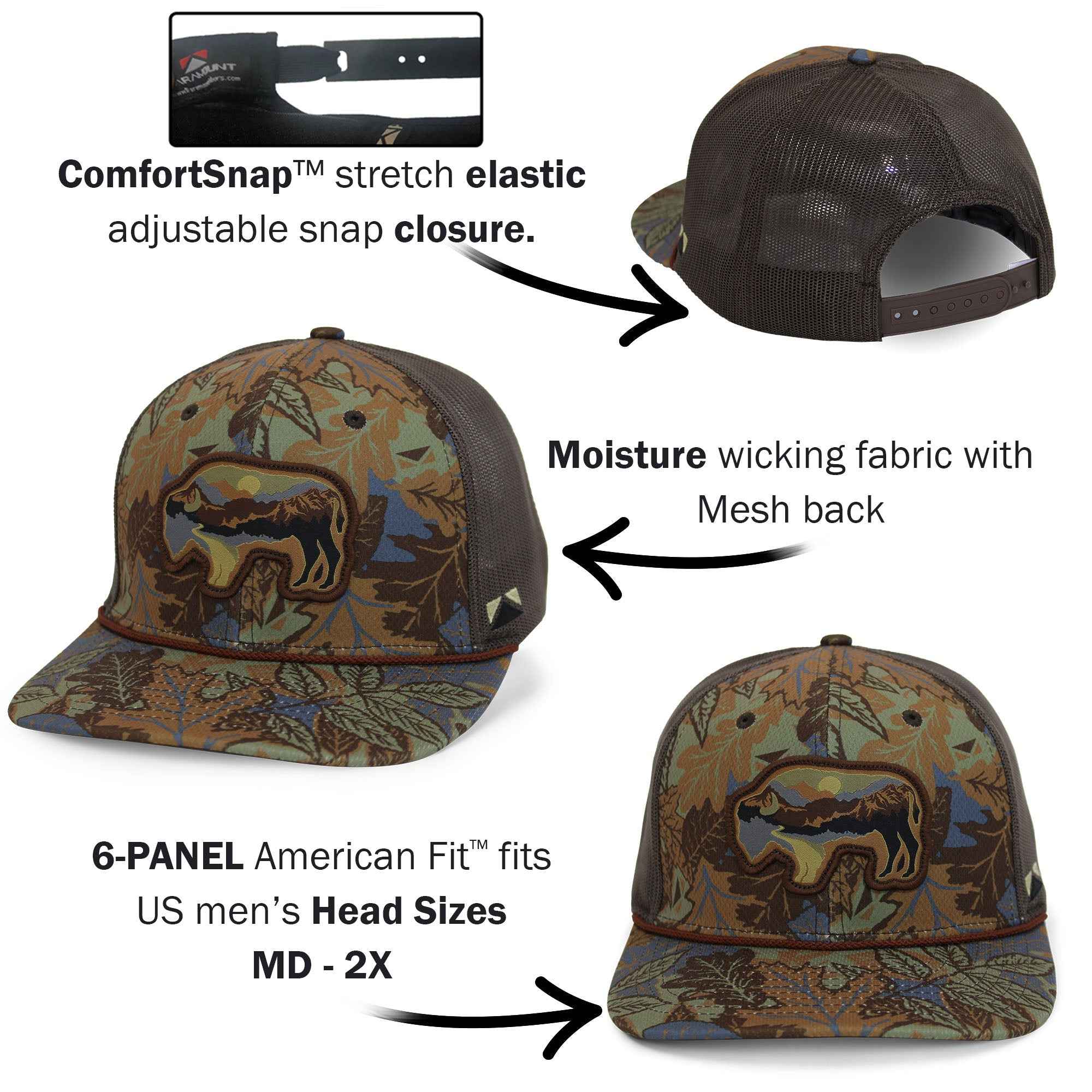 Sunset Bison Buffalo Cap - Ultimate Meshback Rope Design