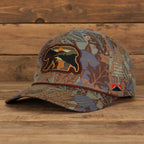 Sunset Bear Trucker Hat with Cloud Texture - 5-Panel Design