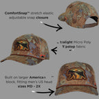 Sunset Bear Trucker Hat with Cloud Texture - 5-Panel Design