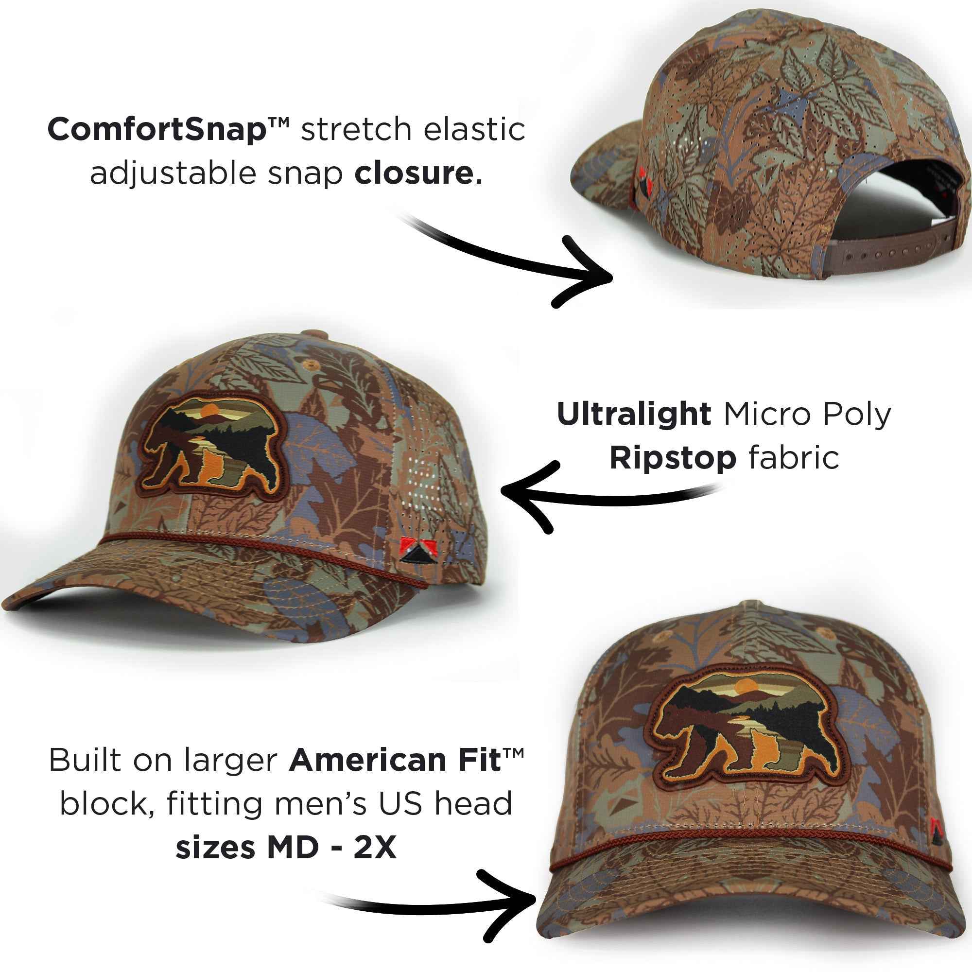 Sunset Bear Trucker Hat with Cloud Texture - 5-Panel Design