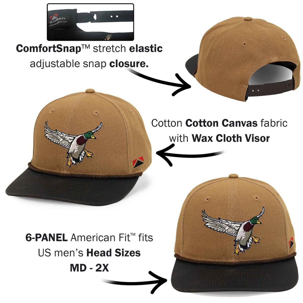 Canvas Duck Hat with Wax Visor - Mallard Drake Design